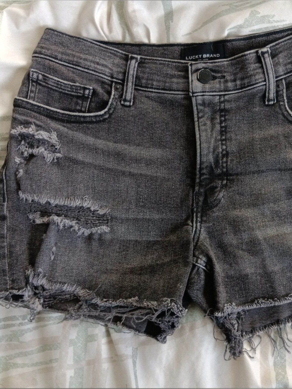 Lucky Brand Distressed Black Denim Cutoff Shorts